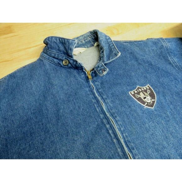 Mens Chalk Line LA Raiders Denim Full Zip Jacket Blue Size XL 90s Vintage LV - Picture 6 of 8
